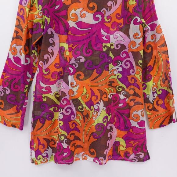 Athleta Dress Medium Multi Tunic Cover Up Mod Psychedelic Leaves Resort - Picture 7 of 14